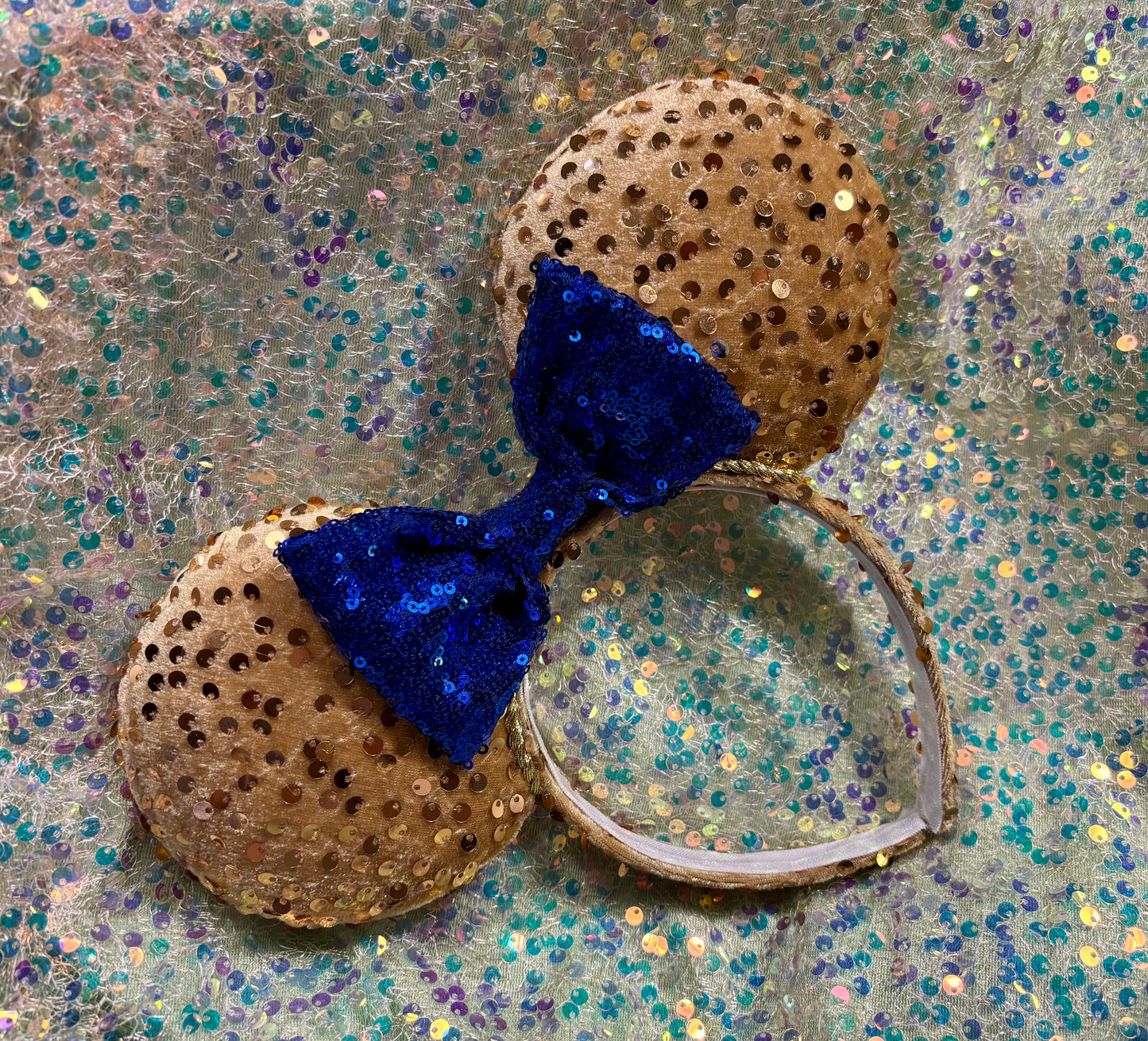 Gold Velvet Sequin Mouse Ears -  Deluxe Theme Park Headband