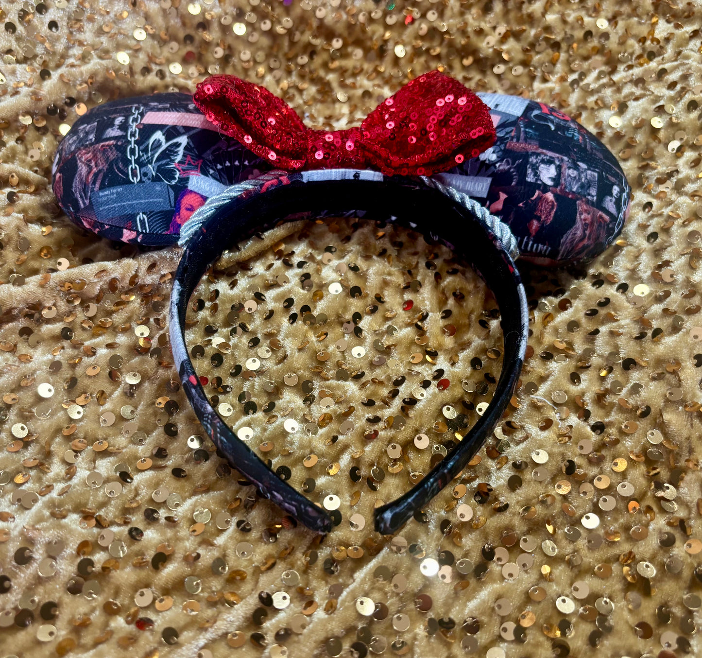 Getaway Car Mouse Ears – Taylor Swift Reputation Inspired Handmade Disney Headband | Red Sequin Bow