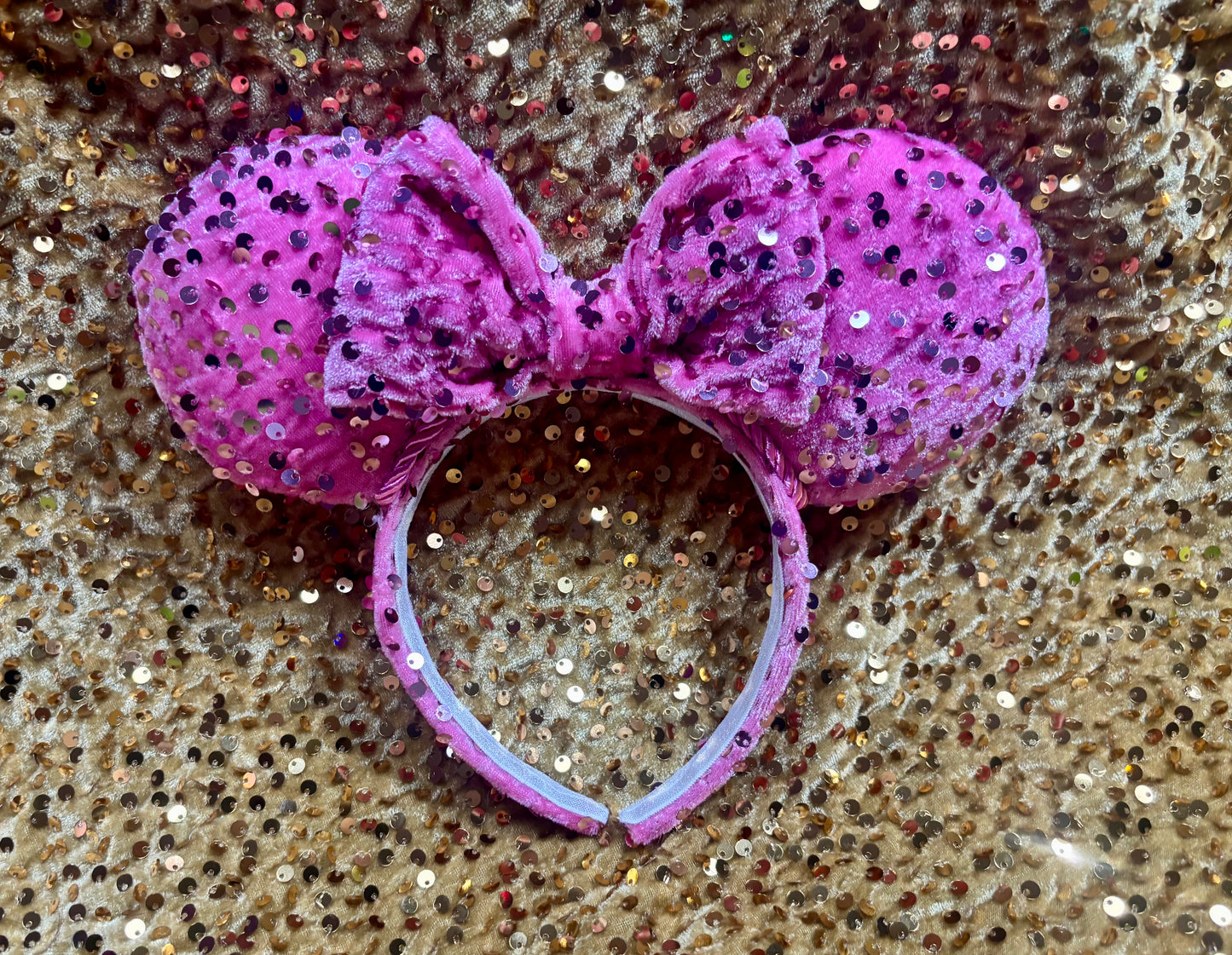Pink Velvet Sequin Mouse Ears