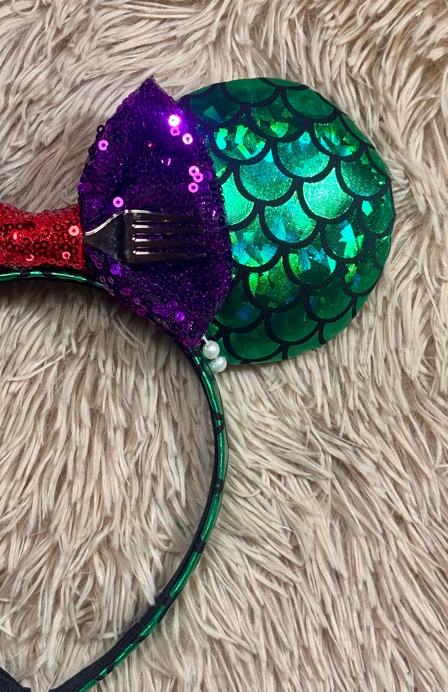 Mermaid Ear Headband | Handmade Sequin Bow Mouse Ears