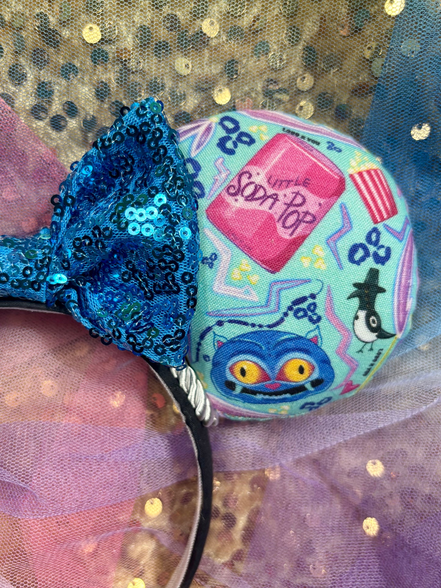 K-Pop Demon Hunters Inspired Mouse Ears | Purple Collage Headband with Sequin Bow
