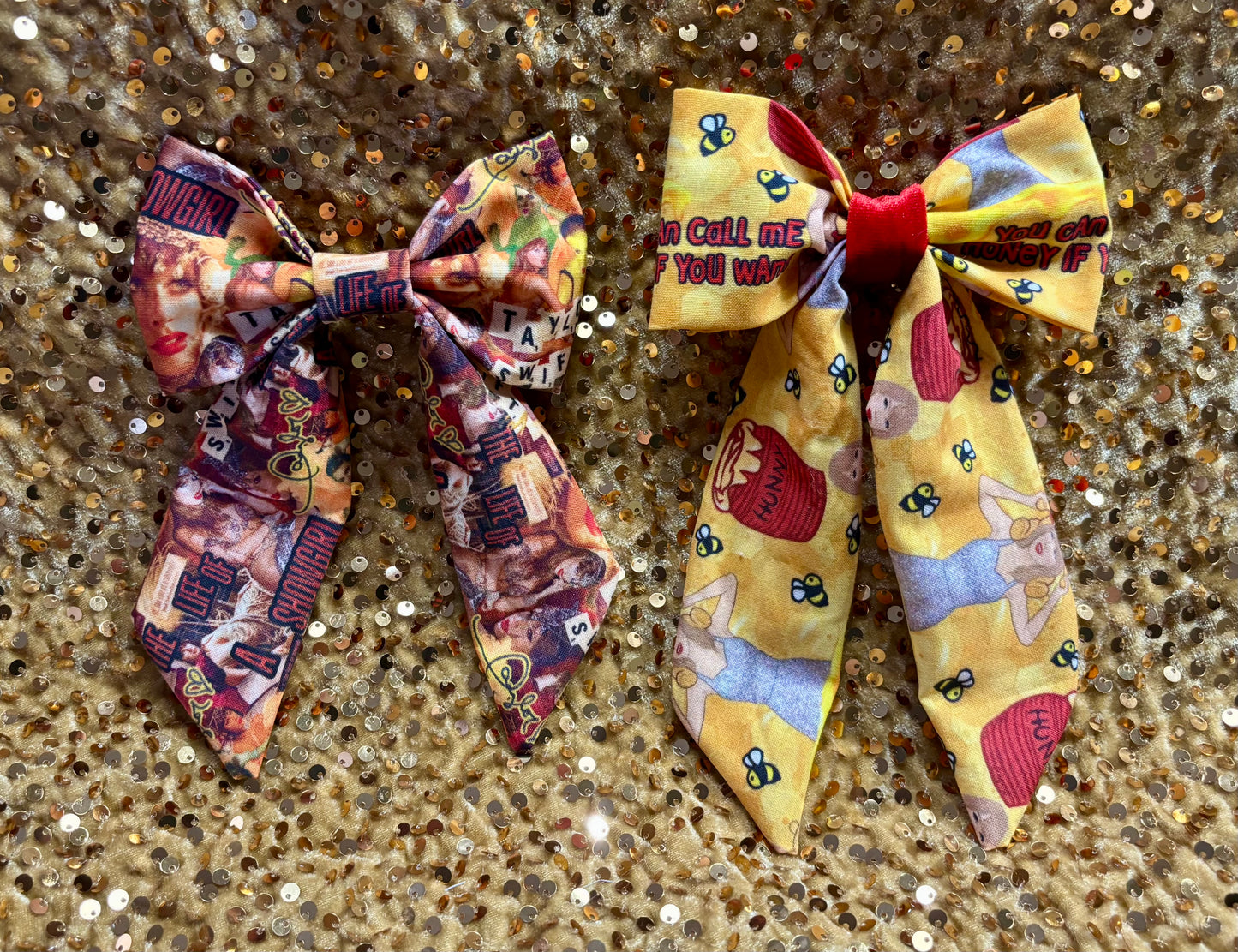 Showgirl Hair Bow Bundle | Orange & Green Taylor Swift Inspired | 2-Piece Handmade Set | Ready to Ship