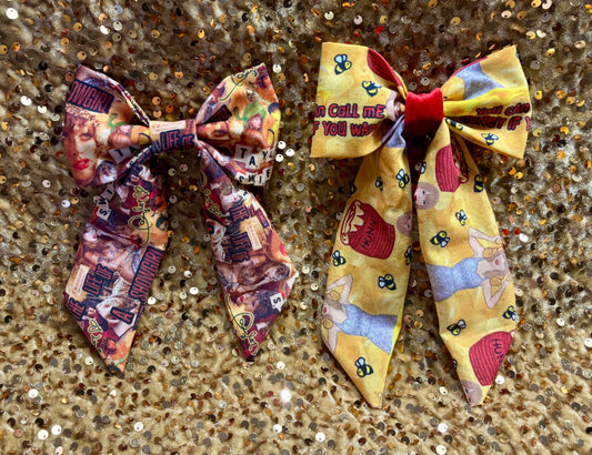 Showgirl Hair Bow Bundle | Orange & Green Taylor Swift Inspired | 2-Piece Handmade Set | Ready to Ship