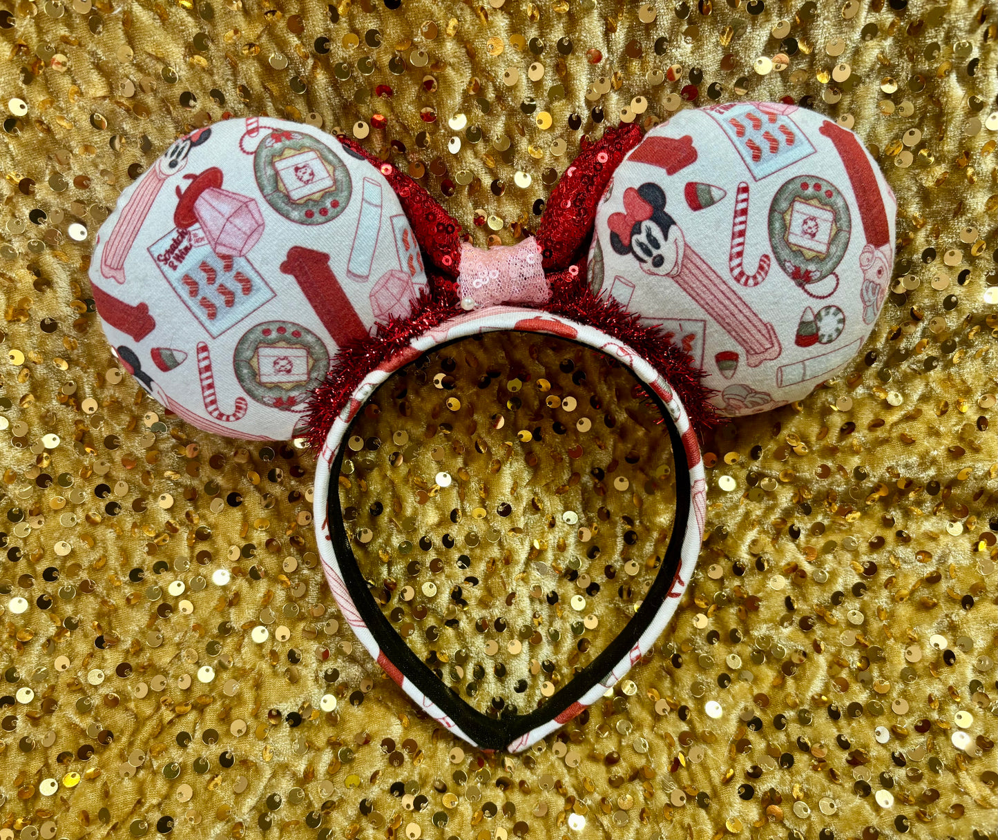 Christmas Stocking Stuffer Mouse Ears – Handmade Holiday Headband