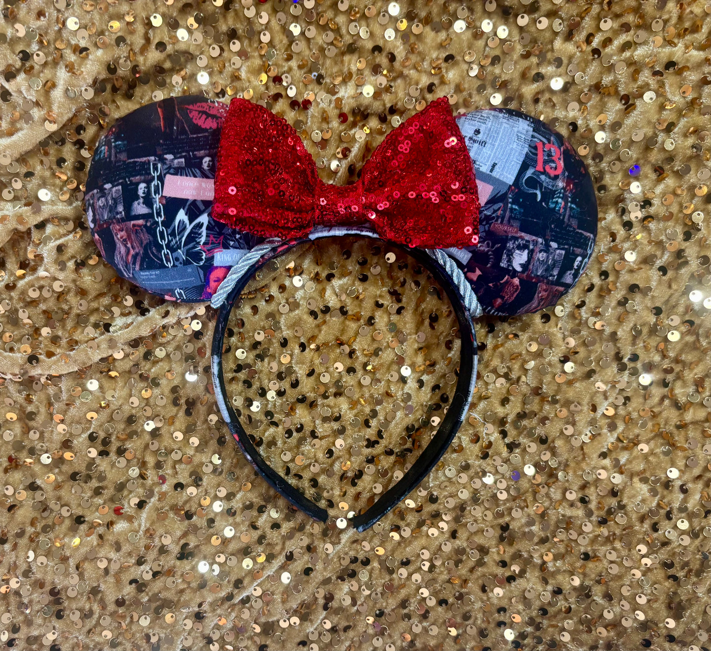 Getaway Car Mouse Ears – Taylor Swift Reputation Inspired Handmade Disney Headband | Red Sequin Bow