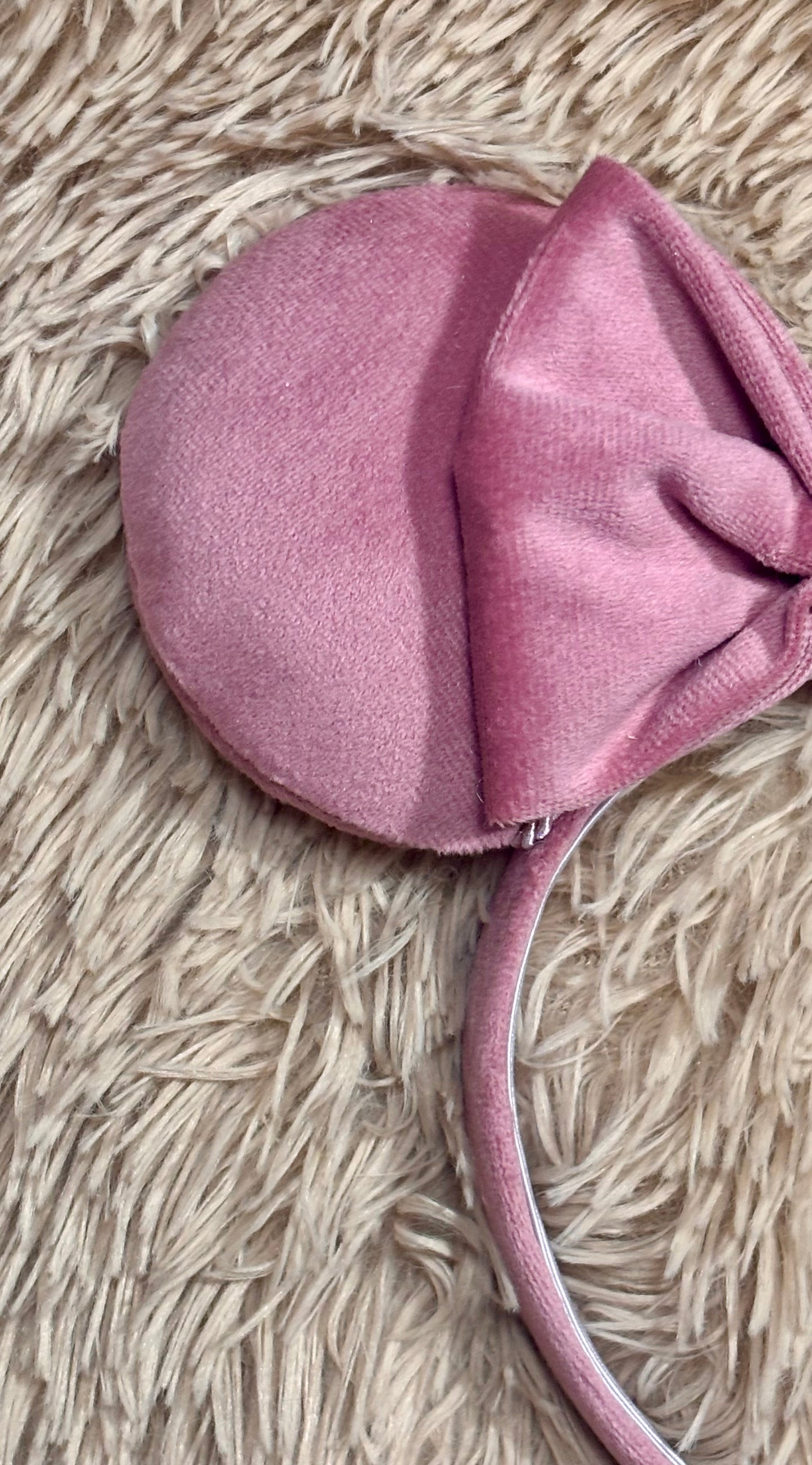 Dusty Rose Velvet Ear Headband | Handmade Plush Bow Headband
