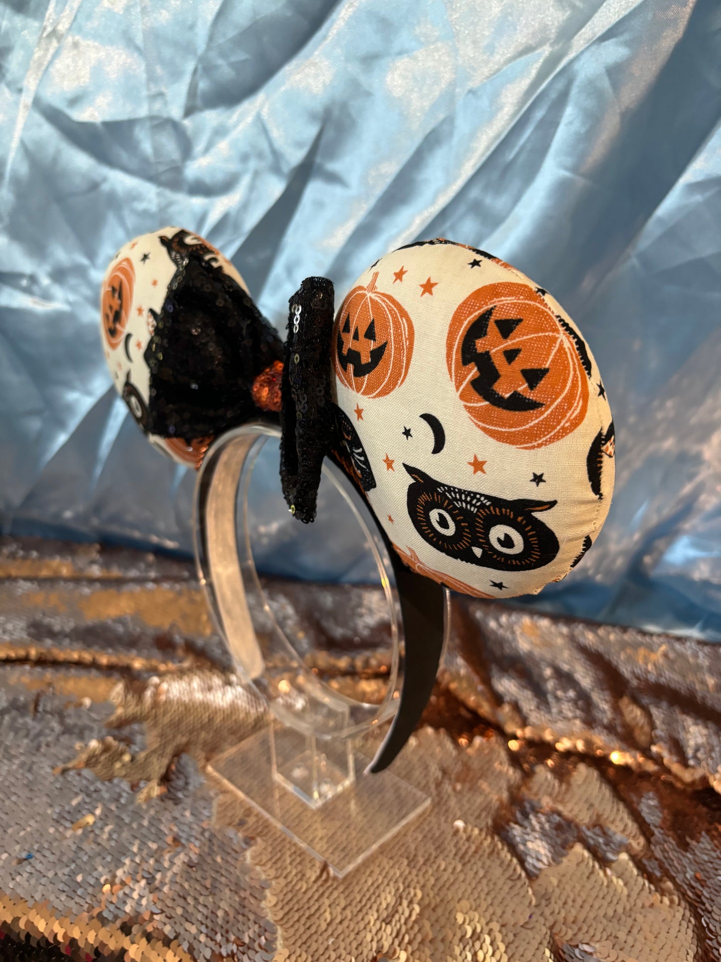 Halloween Mouse Ears – Spooky Cats & Pumpkins Handmade Disney Headband
