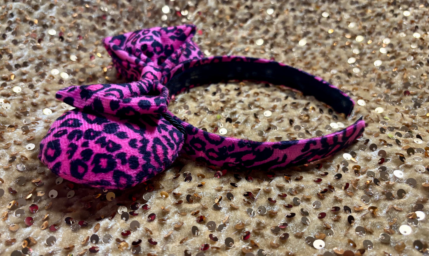 Pink Leopard Mouse Ears Headband | Animal Print Disney Ears | Handmade & Ready to Ship