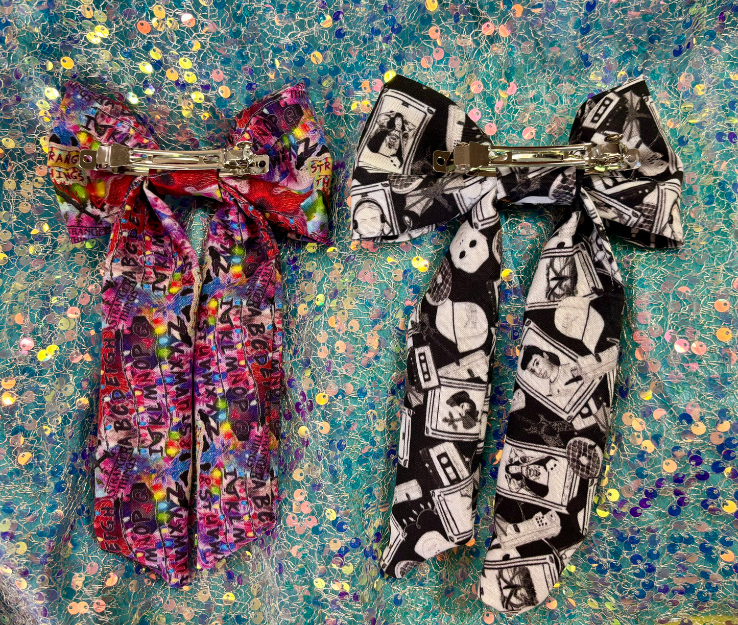 Stranger Things Inspired Hair Bow Bundle | 2-Piece Upside Down Set | Handmade & Ready to Ship