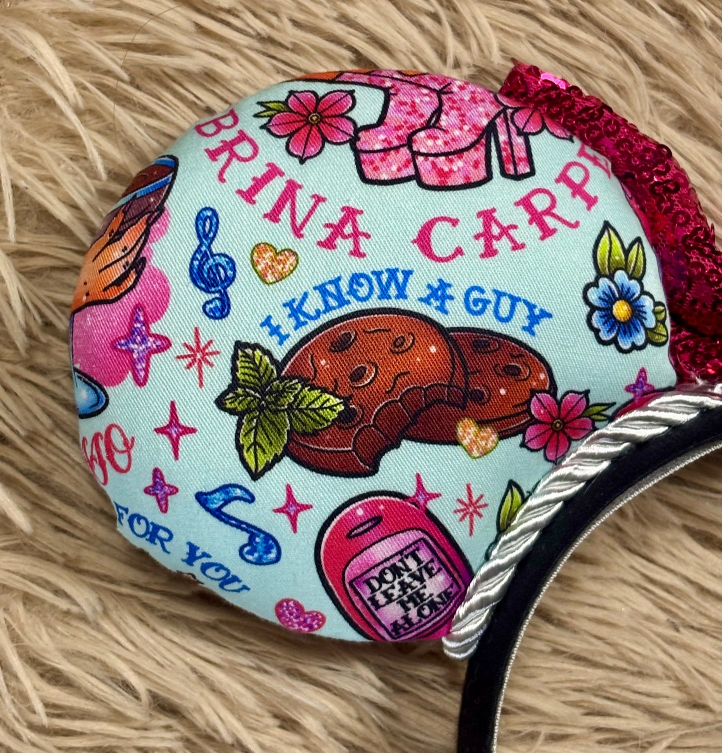 Short & Sweet Ears | Pink Collage Print Fan Headband
