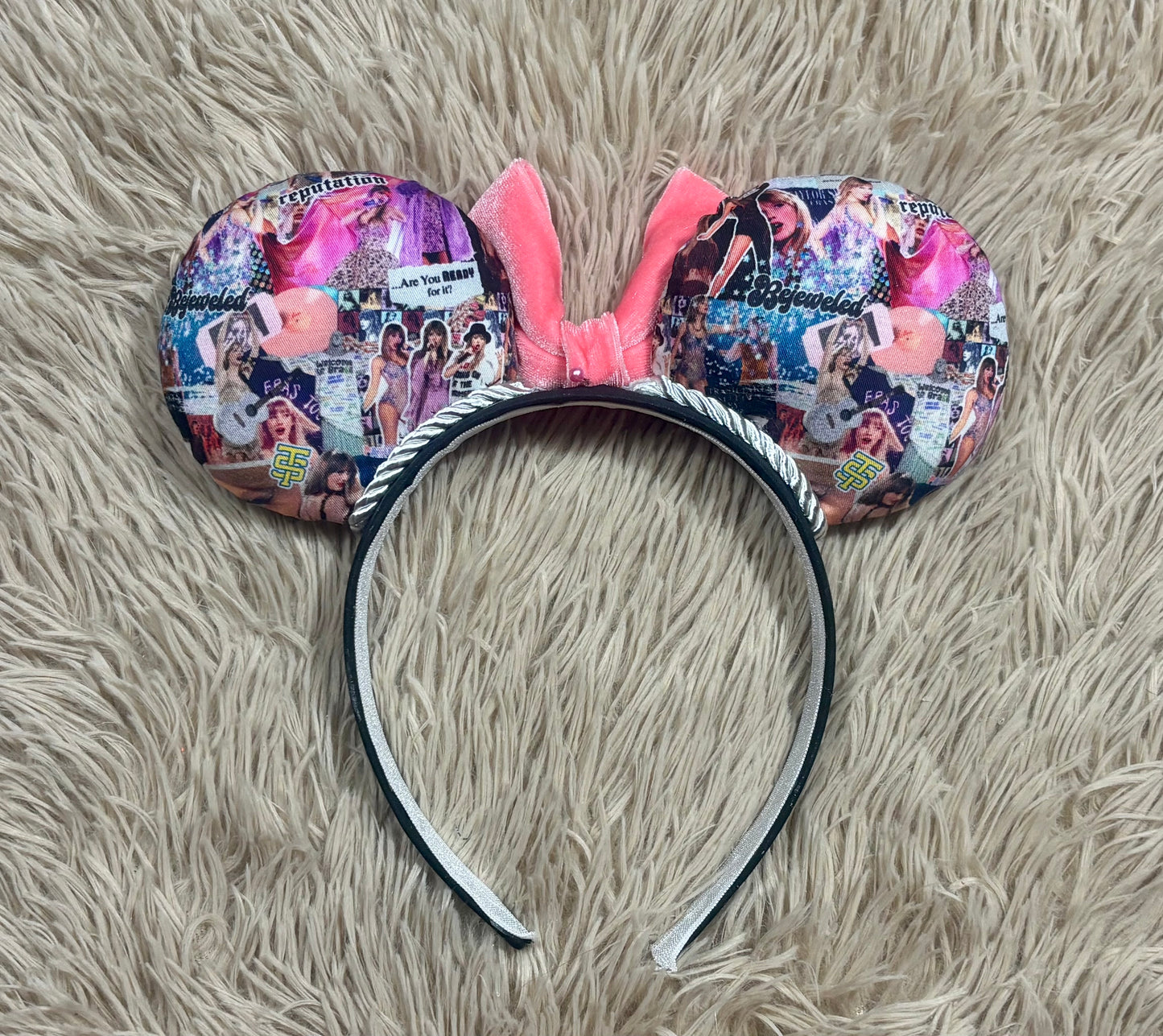 Sparkle & Shine Ear Headband – Handmade Custom Ears with soft pink Bow