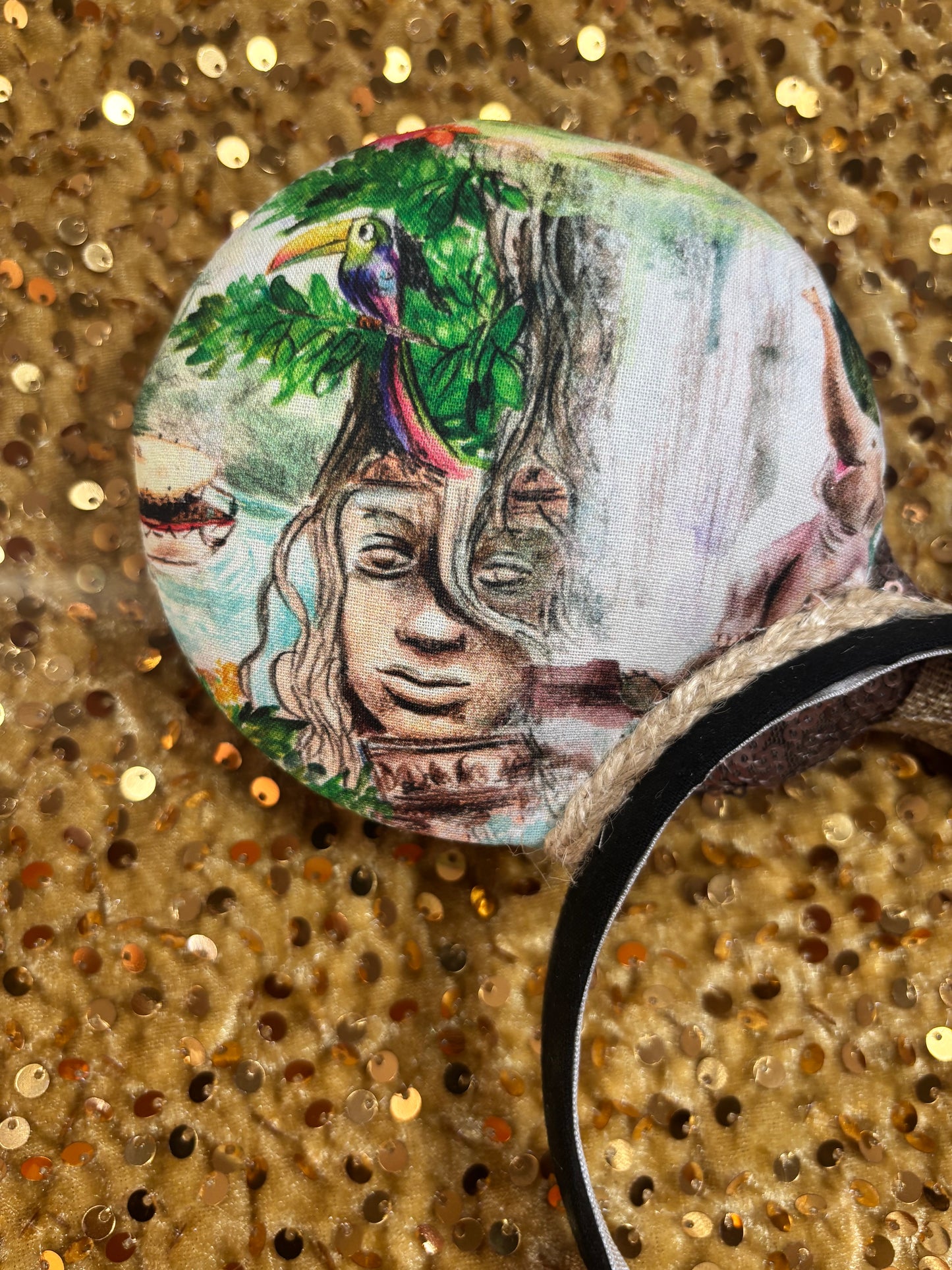 Jungle Cruise Mouse Ears – Magic Kingdom Safari Inspired Handmade Disney Headband | Brown Sequin Bow