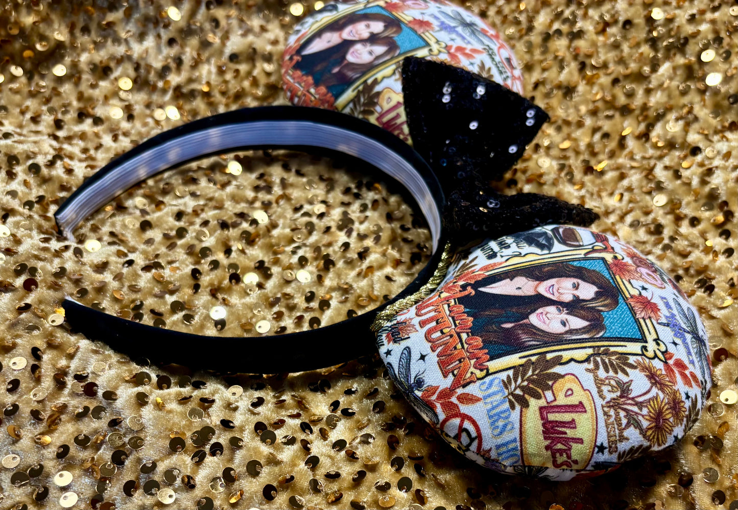 Gilmore Girls Inspired Mouse Ears | Handmade Coffee & Books Disney Headband with Sequin Bow