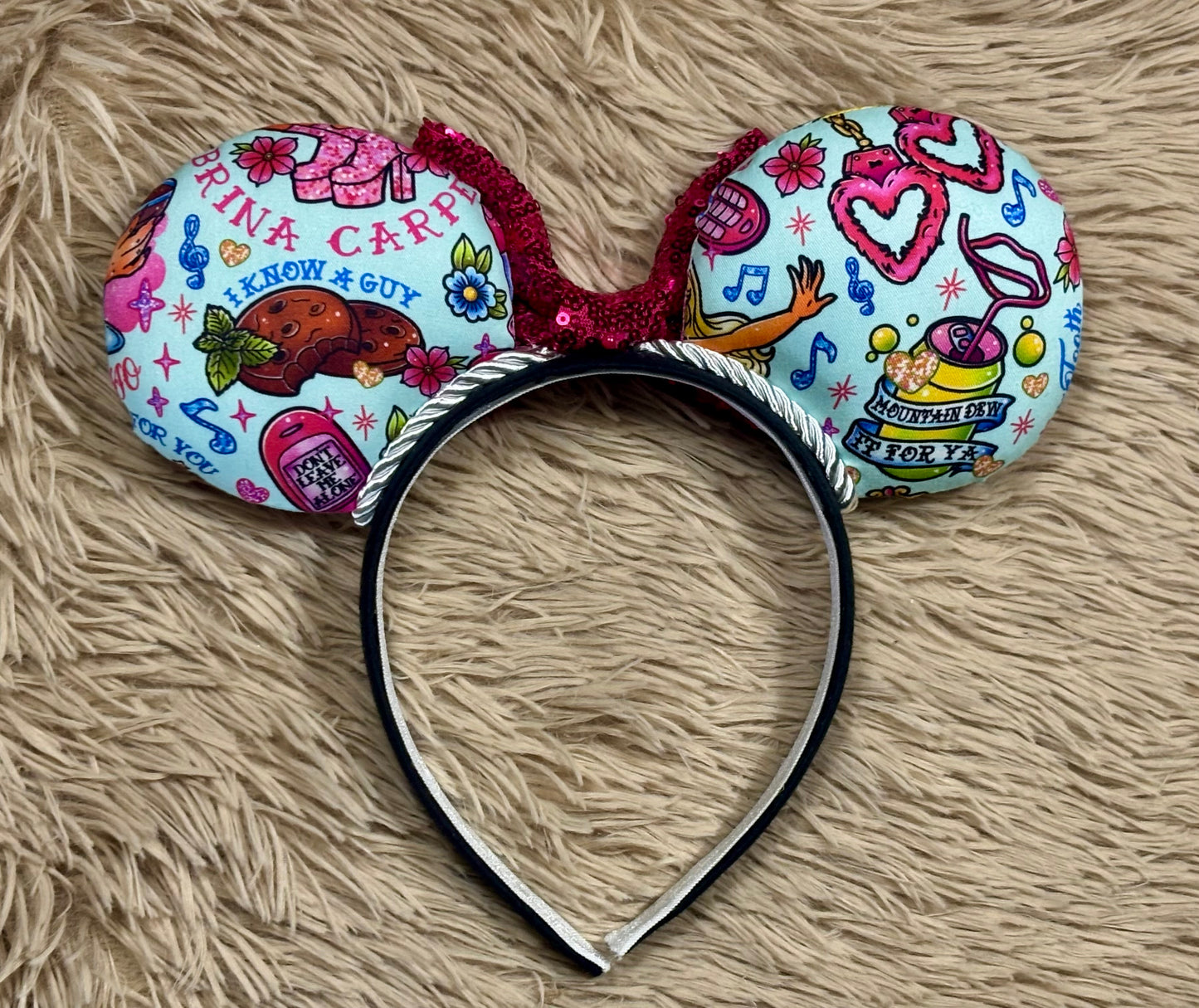 Short & Sweet Ears | Pink Collage Print Fan Headband