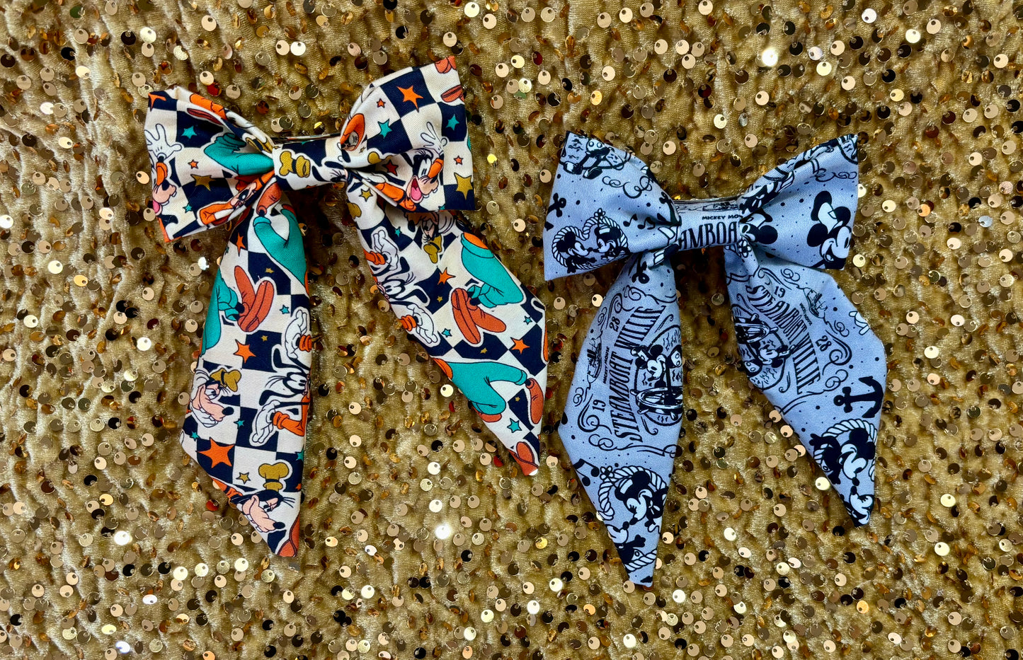 Classic Cartoon Hair Bow Bundle | 2-Piece Steamboat Willie Inspired Set | Handmade & Ready to Ship