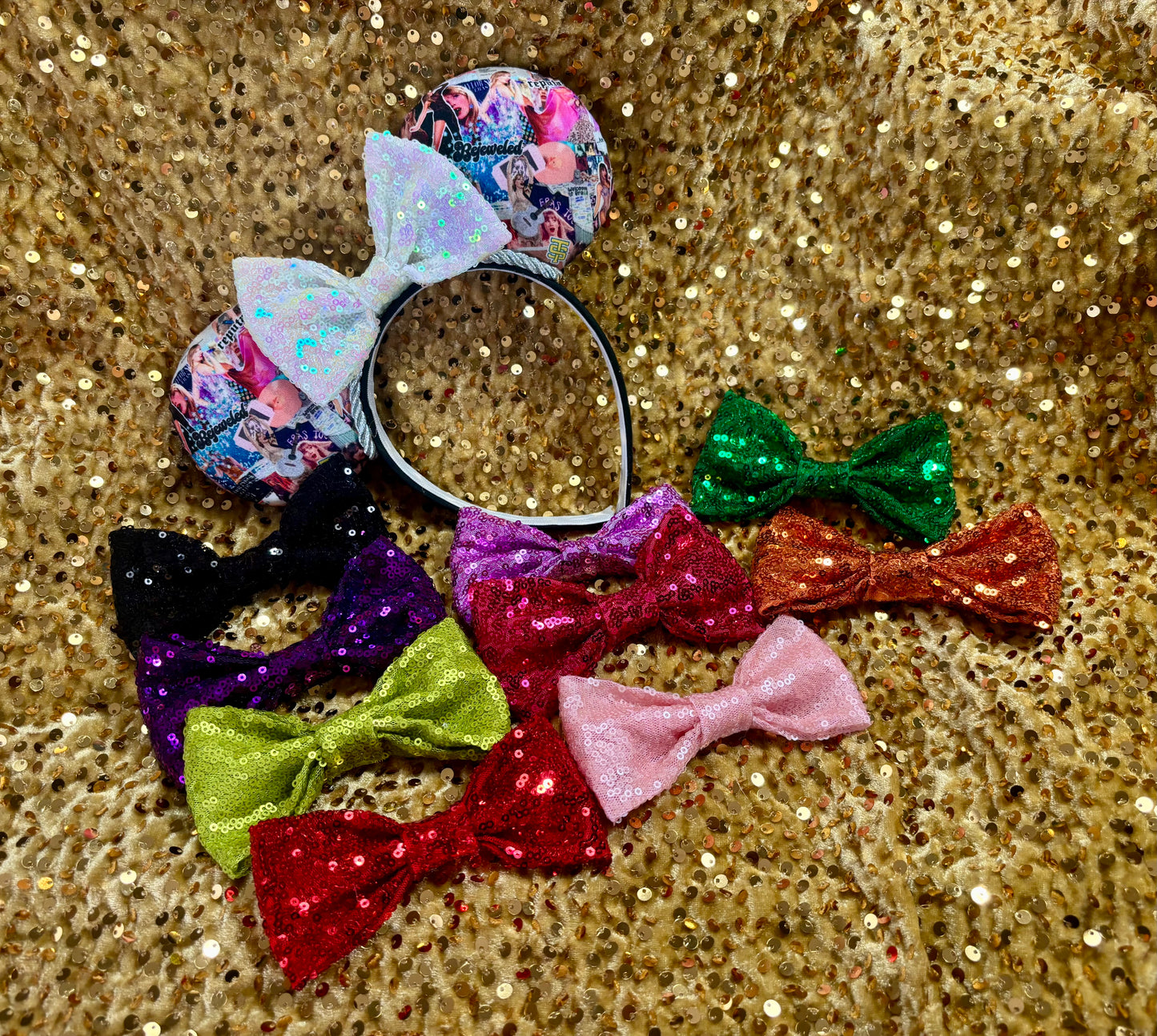 Bejeweled Mouse Ears Headband | Taylor Swift Inspired | Sparkly Swiftie Theme Park Ears | Ready to Ship