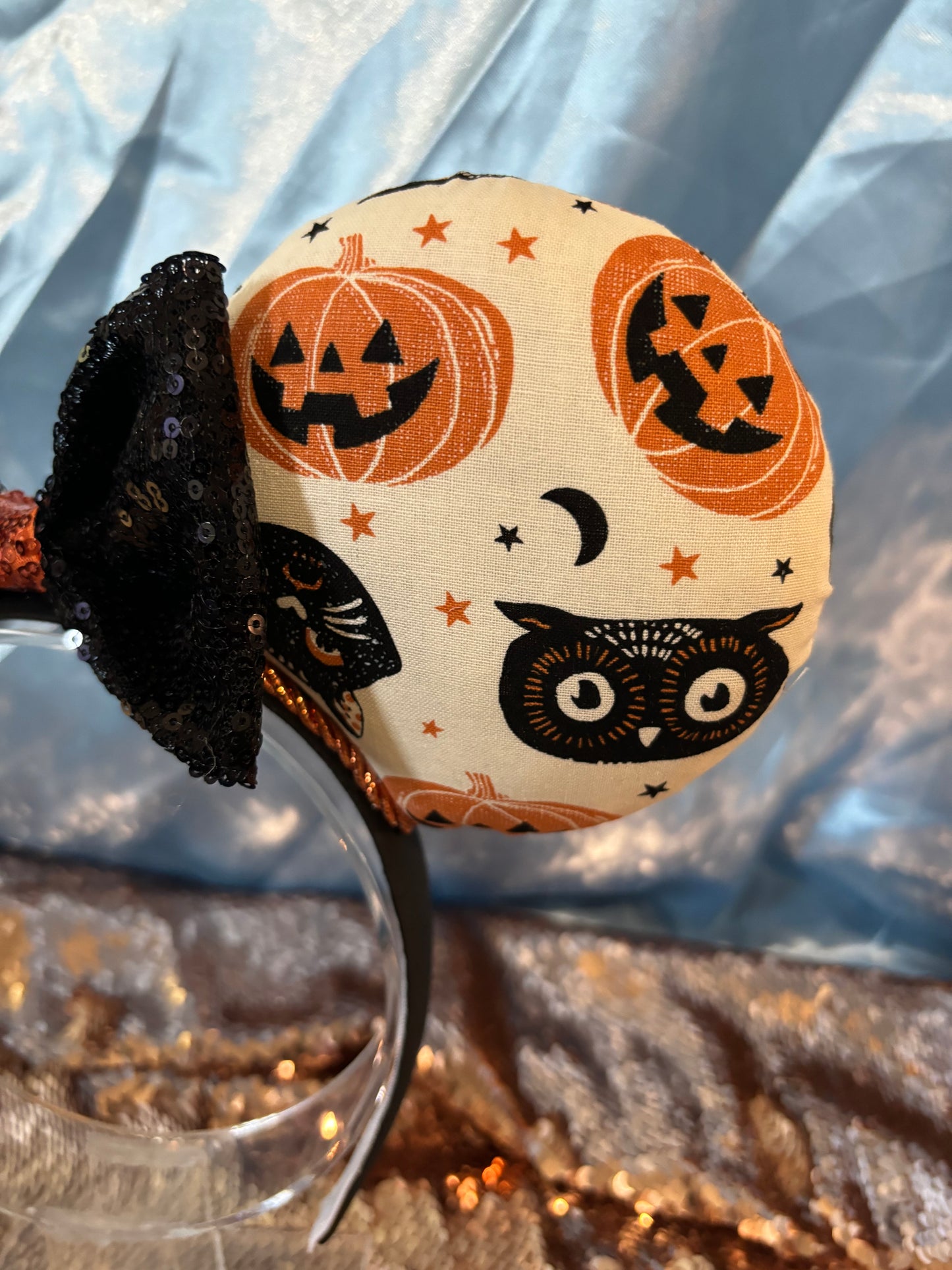 Halloween Mouse Ears – Spooky Cats & Pumpkins Handmade Disney Headband