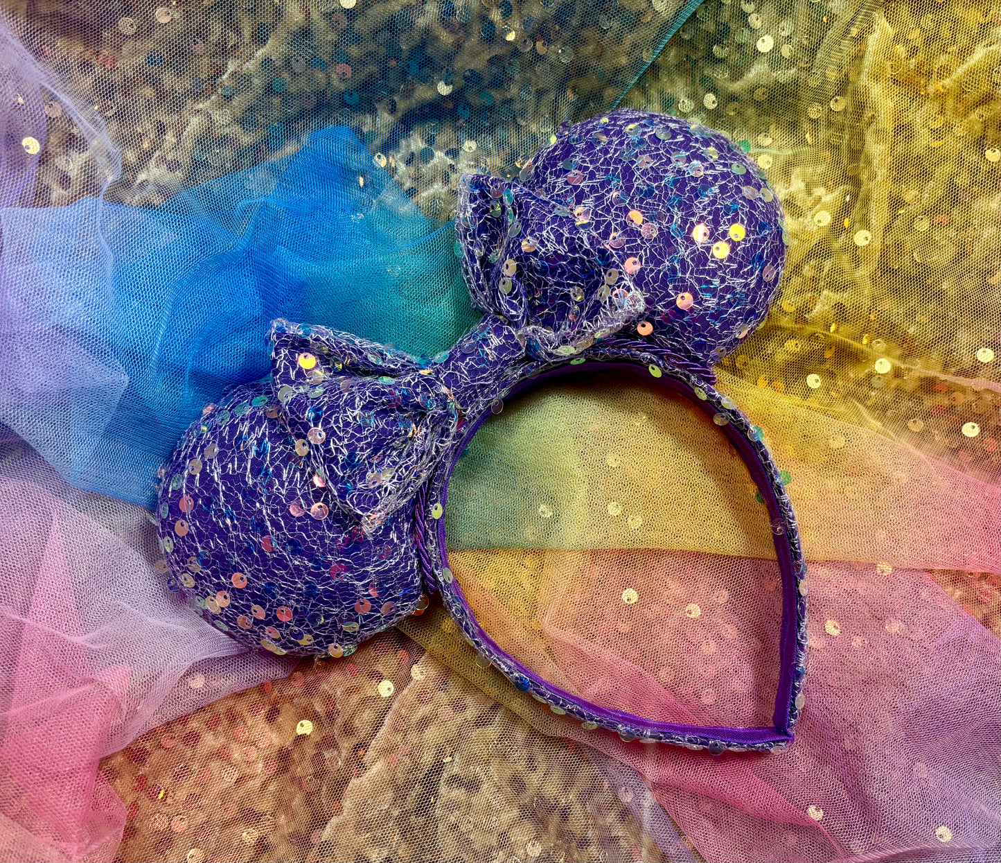 Purple Sequin Mouse Ears - Sparkle Mickey Ear Headband for Disney & Rapunzel