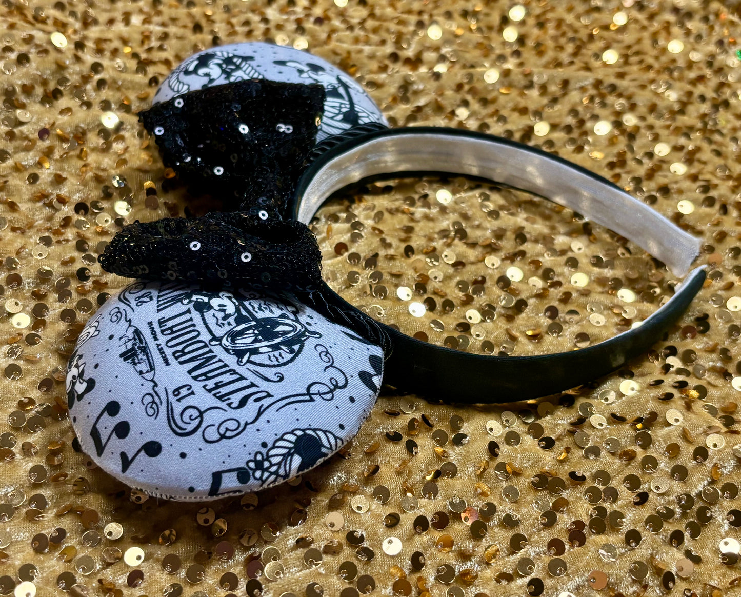 Steamboat Willie Mouse Ears | Classic Black & White Vintage Disney Headband