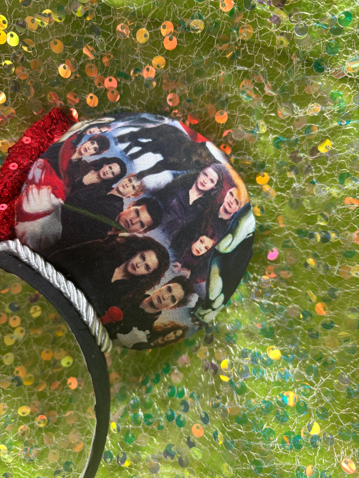 Twilight Inspired Mouse Ears - Handmade Disney Headband with Red Sequin Bow