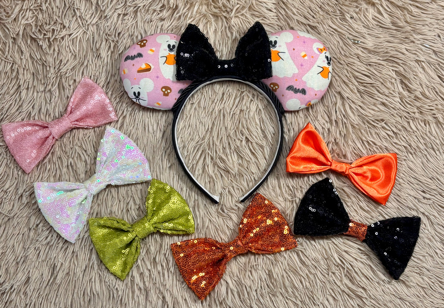 Pink Ghosts Ear Headband | Handmade Halloween Hair Accessory