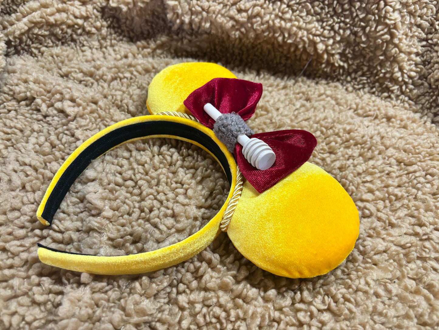 Winnie the Pooh Mouse Ears | Handmade Pooh-Inspired Disney Headband with Honey Accent & Plush Bow