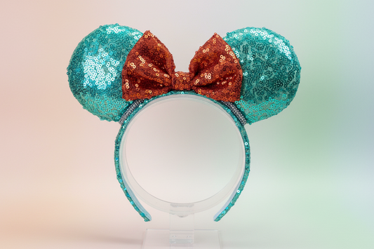 LOAS Inspired Mouse Ears | Mint & Orange Sequin TS12 Theme Park Headband