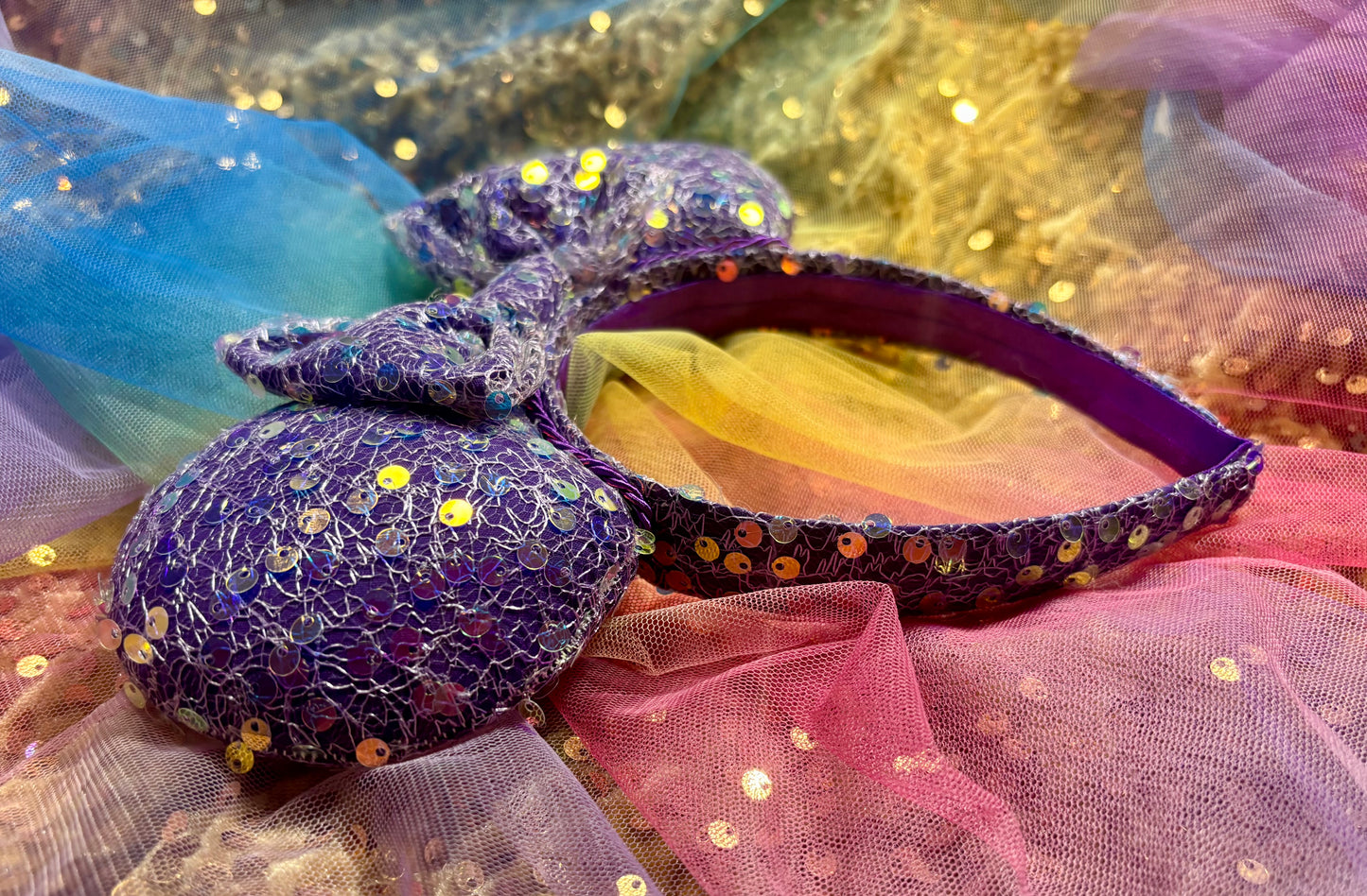 Purple Sequin Mouse Ears - Sparkle Mickey Ear Headband for Disney & Rapunzel
