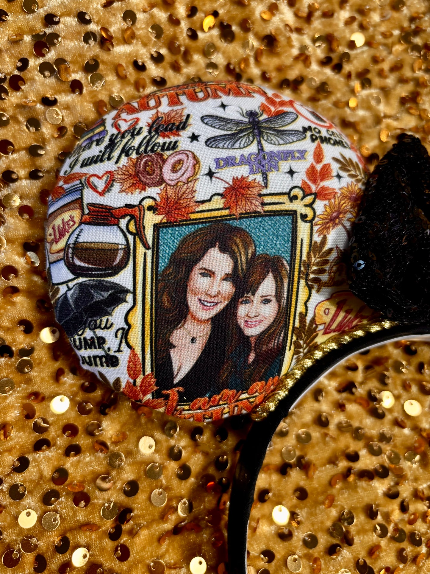Gilmore Girls Inspired Mouse Ears | Handmade Coffee & Books Disney Headband with Sequin Bow
