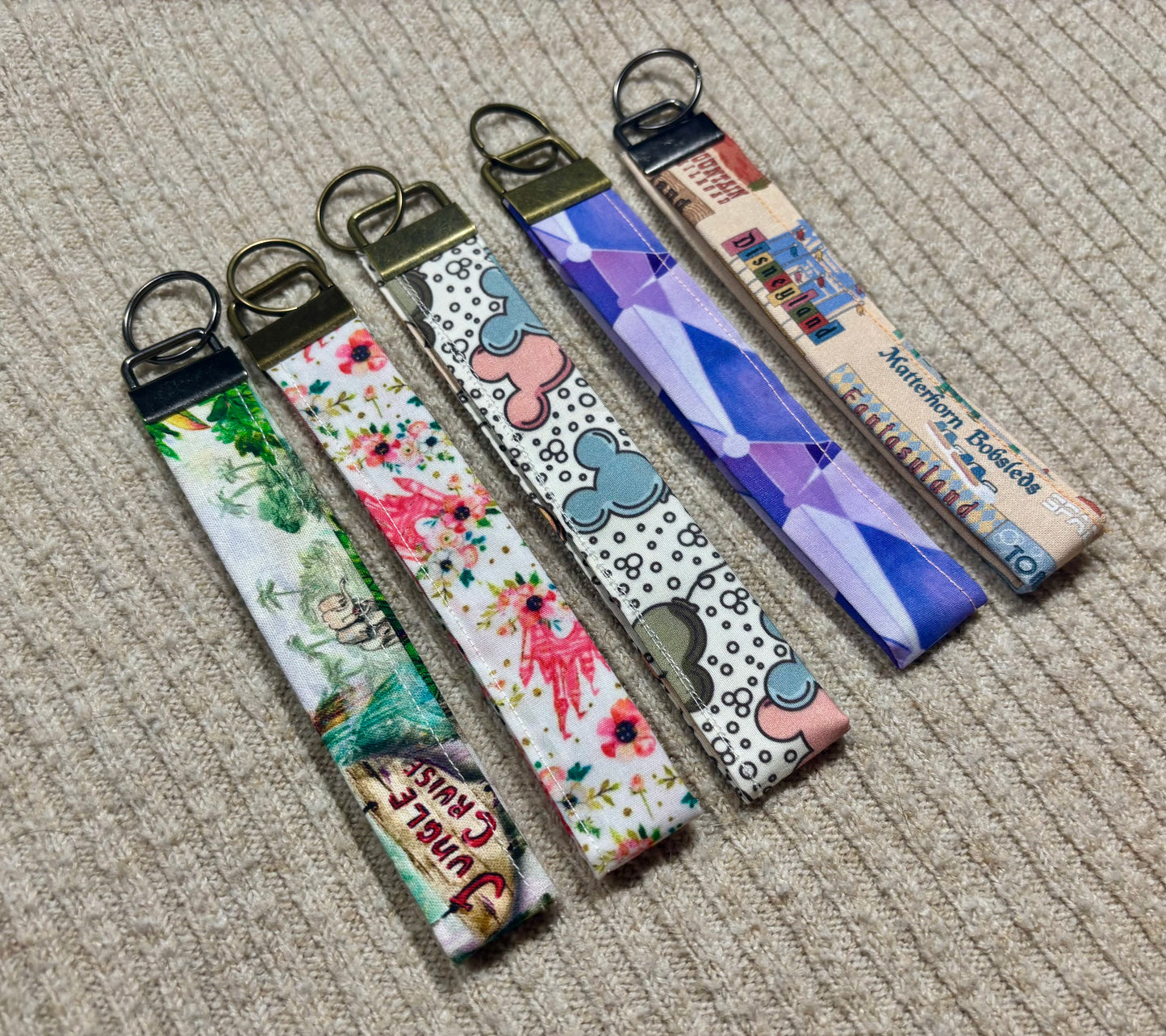 Magic Kingdom Keychain Wristlet Bundle | 5-Pack Disney Inspired Set | Handmade & Ready to Ship