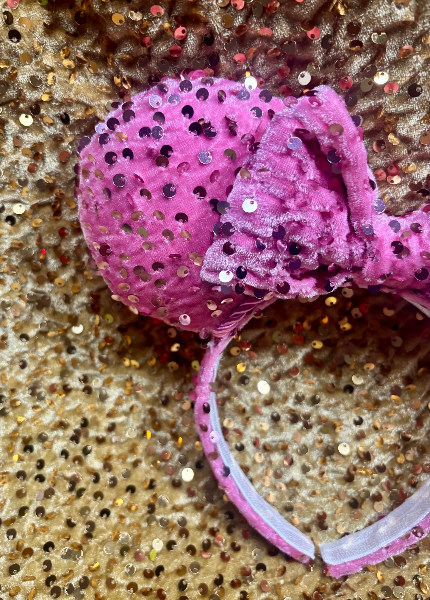 Pink Velvet Sequin Mouse Ears