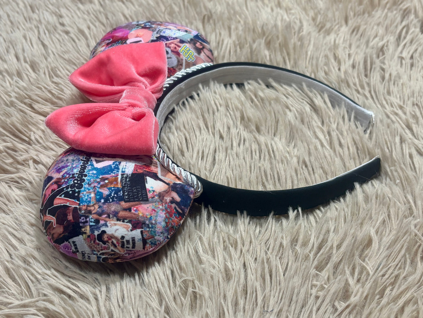 Sparkle & Shine Ear Headband – Handmade Custom Ears with soft pink Bow