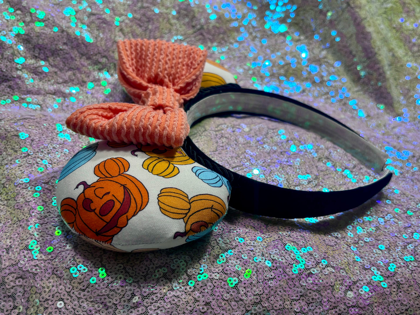 The other side of headband from an angled view. Handmade and ready to ship. 