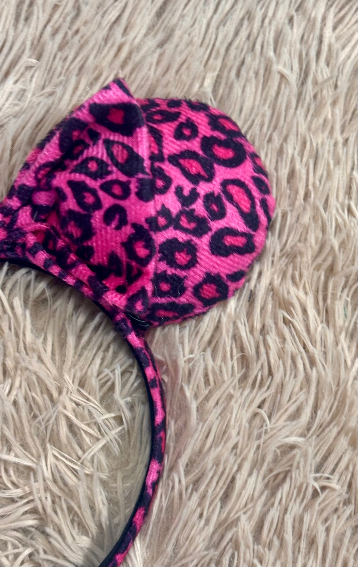 Pink Leopard Ear Headband | Handmade Corduroy
