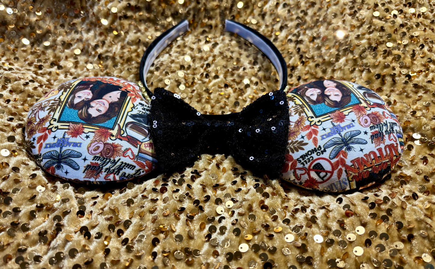 Gilmore Girls Inspired Mouse Ears | Handmade Coffee & Books Disney Headband with Sequin Bow
