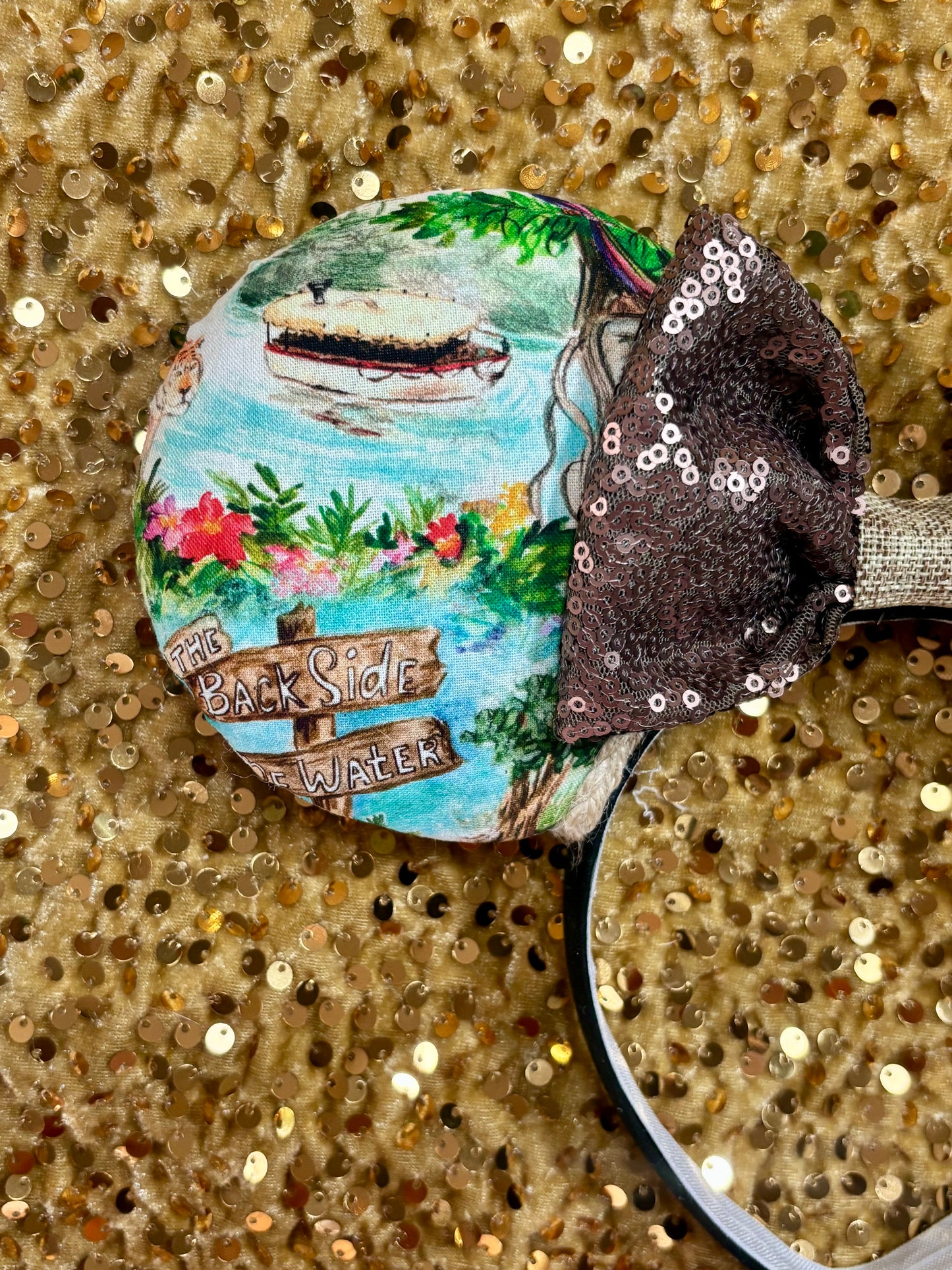 Jungle Cruise Mouse Ears – Magic Kingdom Safari Inspired Handmade Disney Headband | Brown Sequin Bow