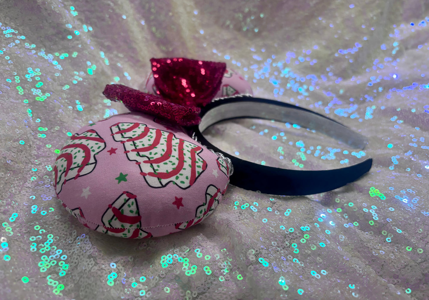 Side view of the headband. ears and stitching.