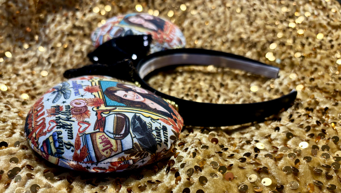 Gilmore Girls Inspired Mouse Ears | Handmade Coffee & Books Disney Headband with Sequin Bow