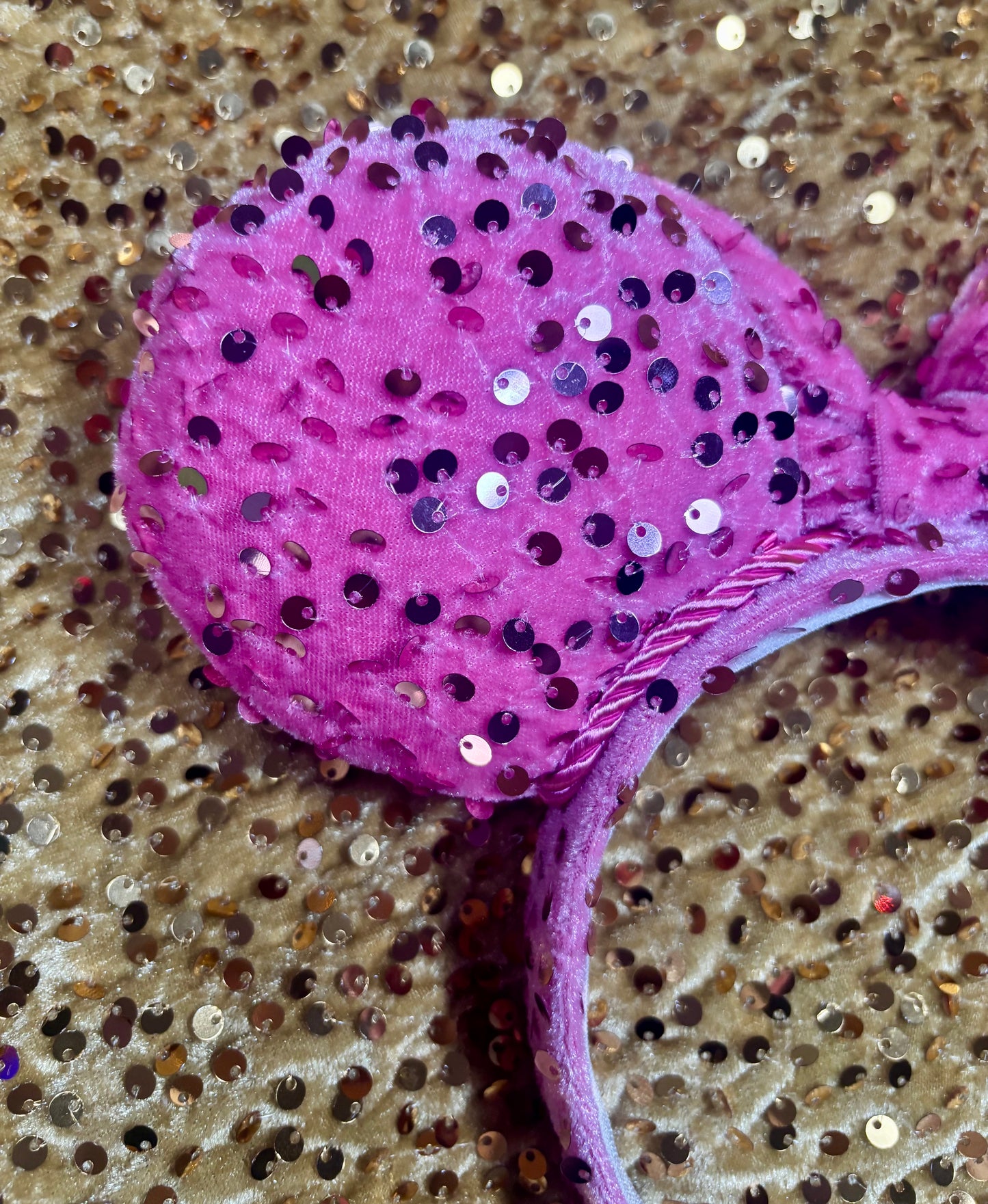 Pink Velvet Sequin Mouse Ears