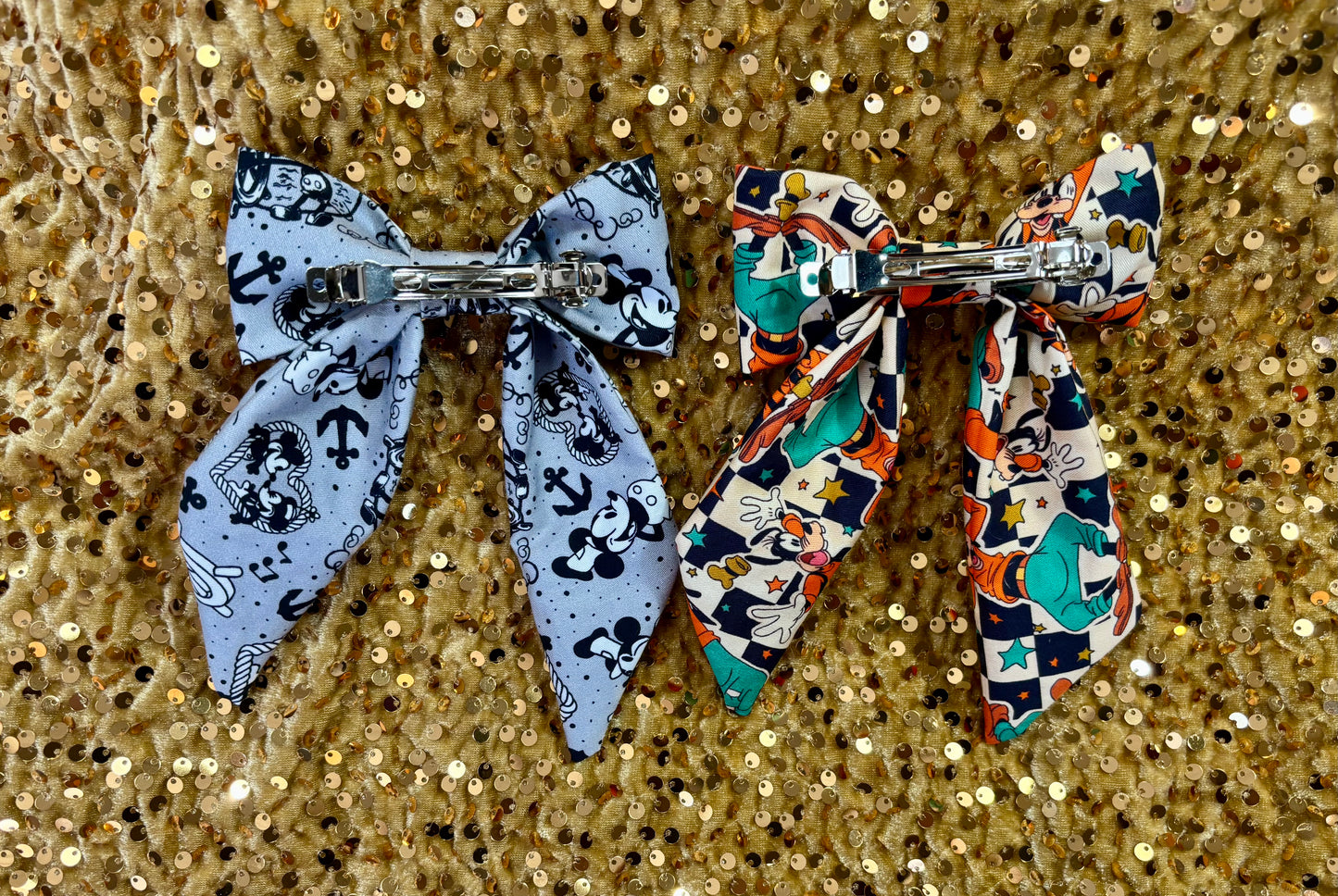 Classic Cartoon Hair Bow Bundle | 2-Piece Steamboat Willie Inspired Set | Handmade & Ready to Ship