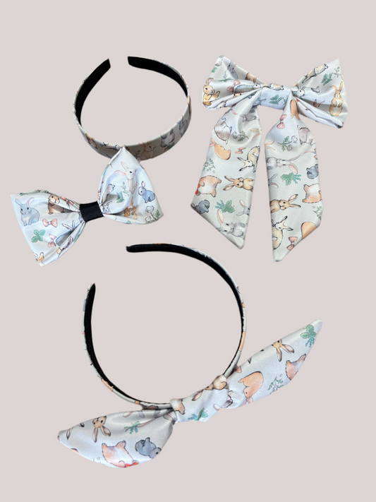 Easter Bunny Hair Accessories Bundle | 4-Piece Headband & Bow Set | Handmade & Ready to Ship