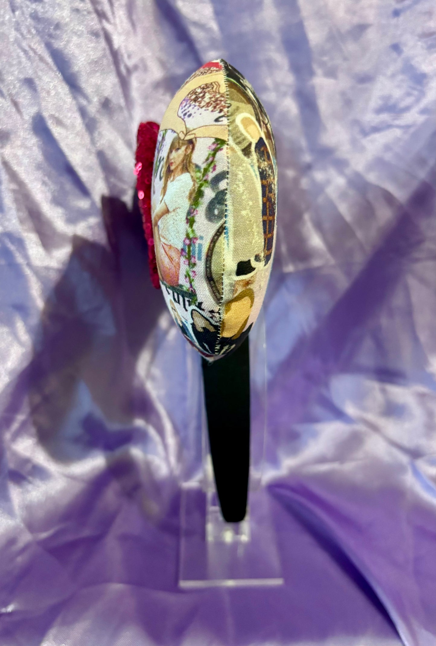 Cartoon Eras Mouse Ears – Taylor Swift Inspired Collage Handmade Disney Headband | Hot Pink Sequin Bow