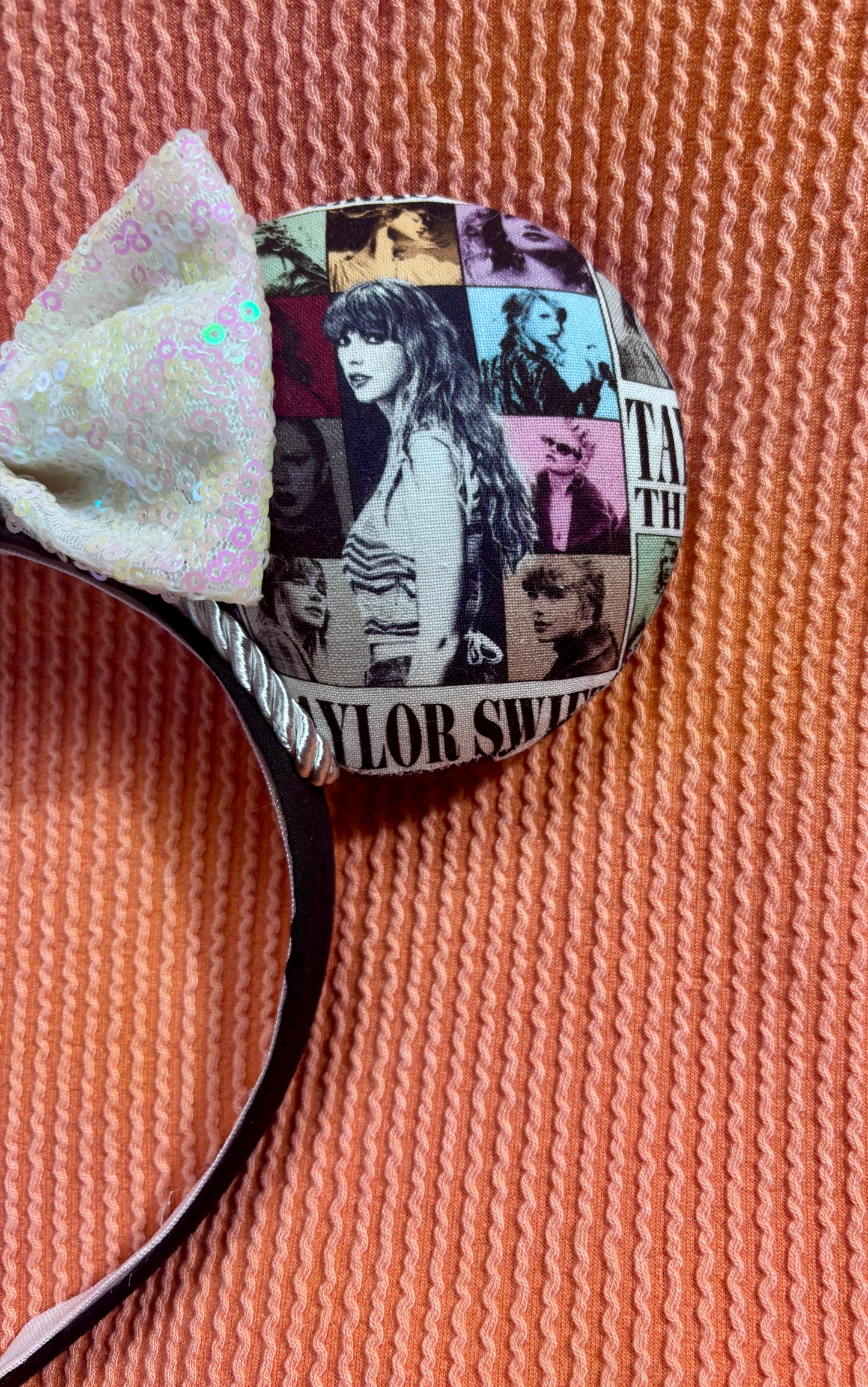 The Eras Ears — Handmade Mouse Ear Headband | Eras-Inspired Collage Fabric
