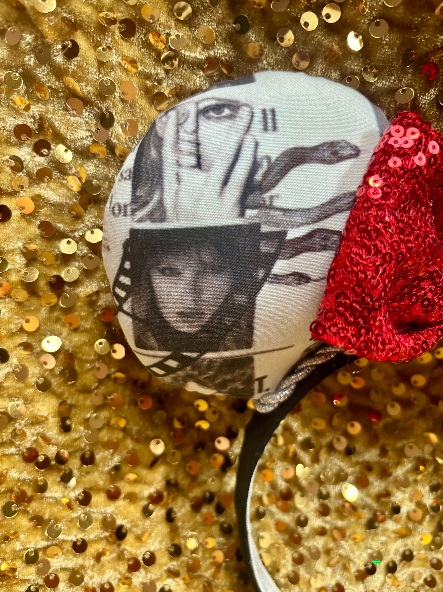Taylor Swift So It Goes Mouse Ears – Handmade Disney-Inspired Headband with Red Sequin Bow