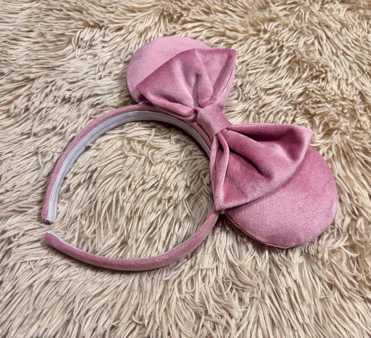Dusty Rose Velvet Ear Headband | Handmade Plush Bow Headband