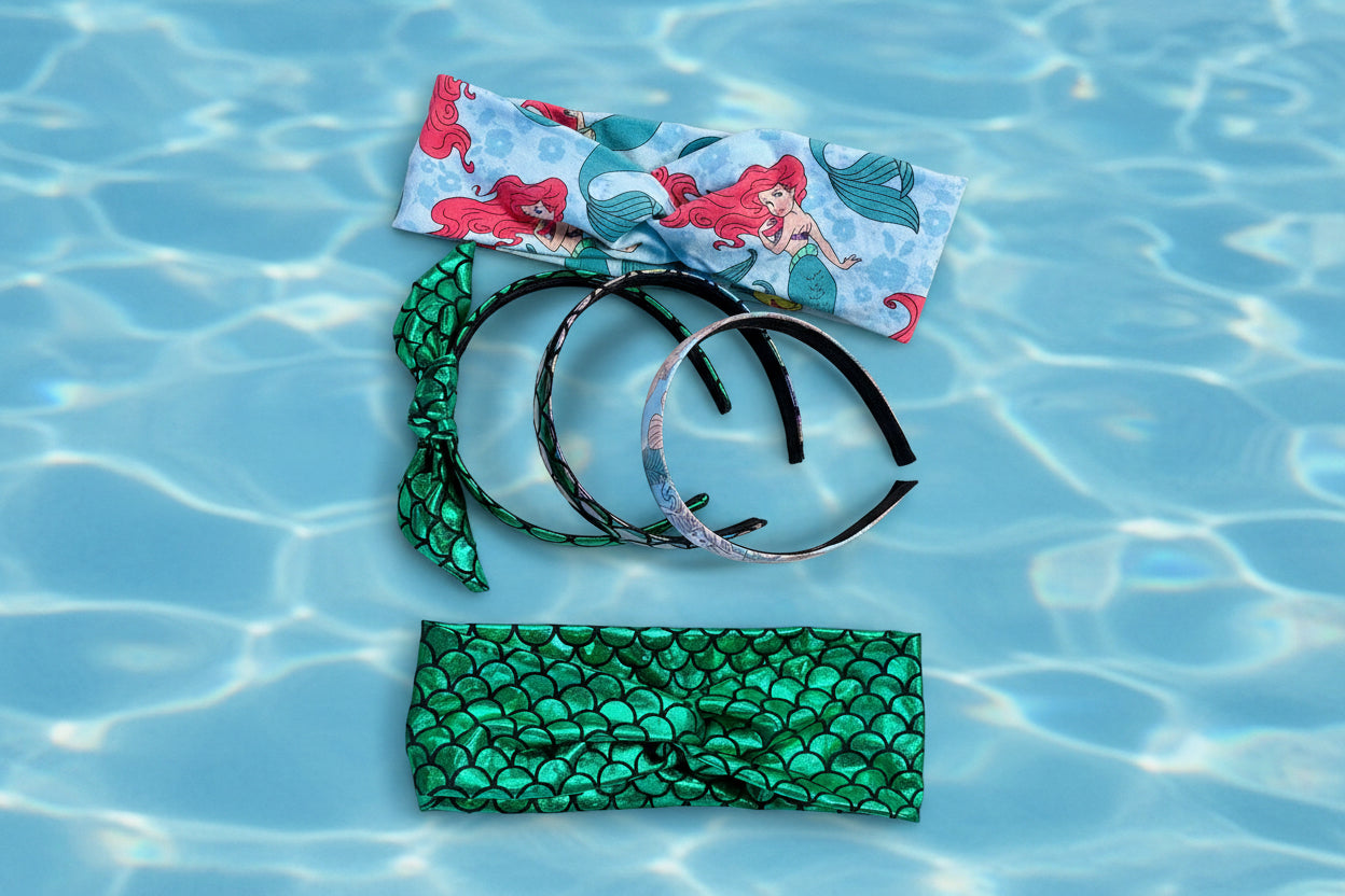 Ariel Inspired Mermaid Hair Bundle | 5-Piece Headwrap & Headband Set | Handmade & Ready to Ship