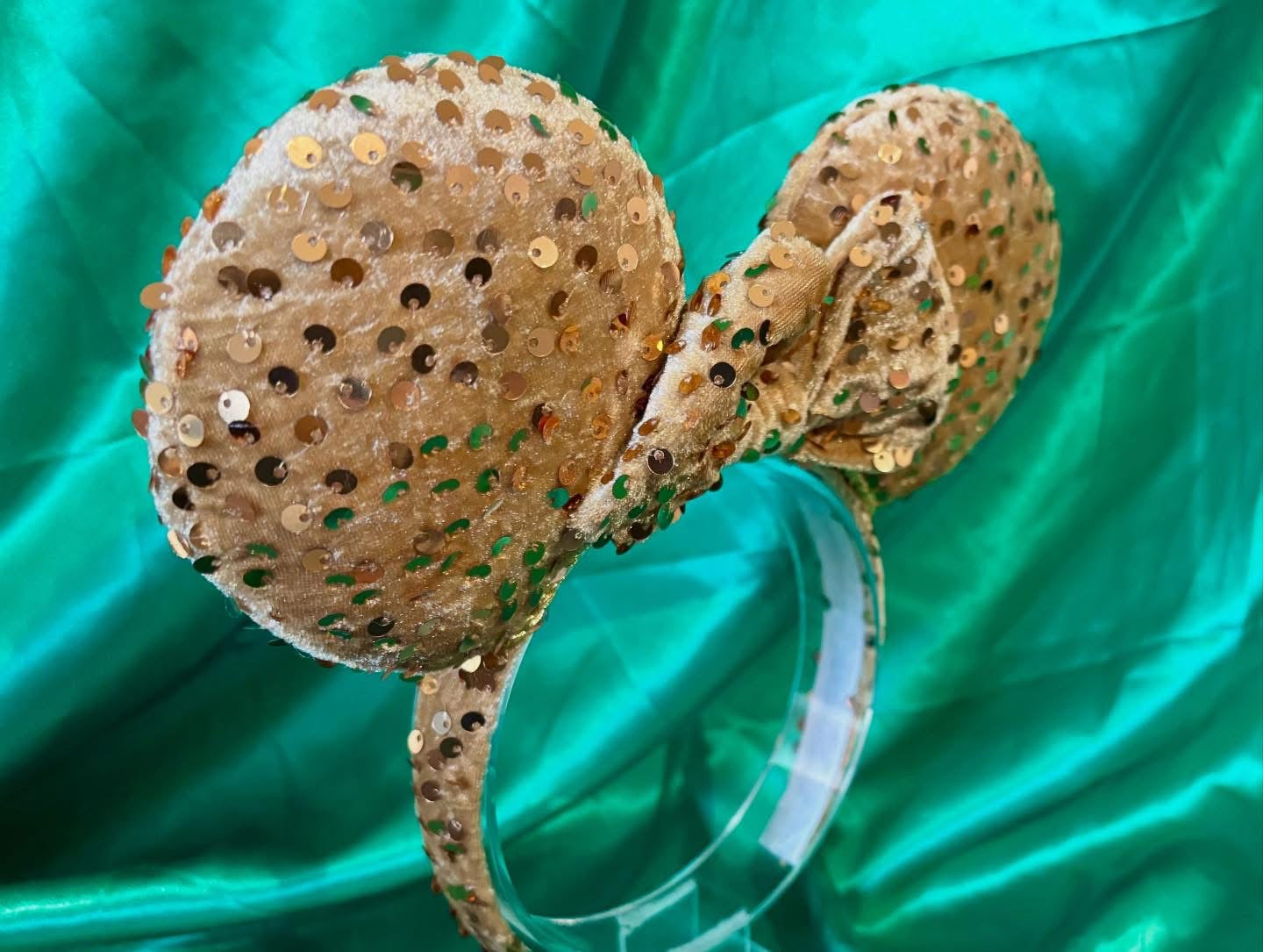 Gold Velvet Sequin Mouse Ears -  Deluxe Theme Park Headband