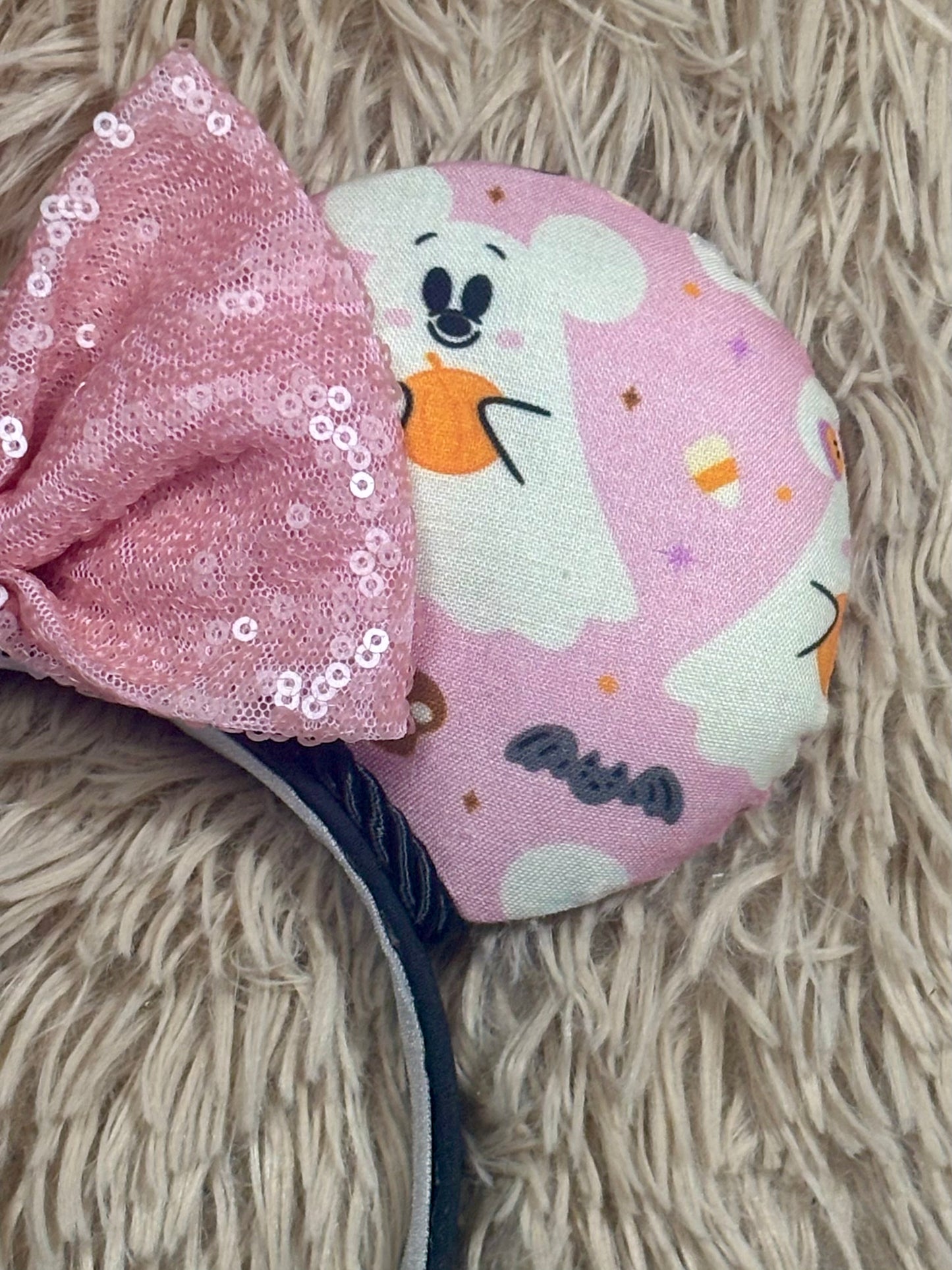 Pink Ghosts Ear Headband | Handmade Halloween Hair Accessory