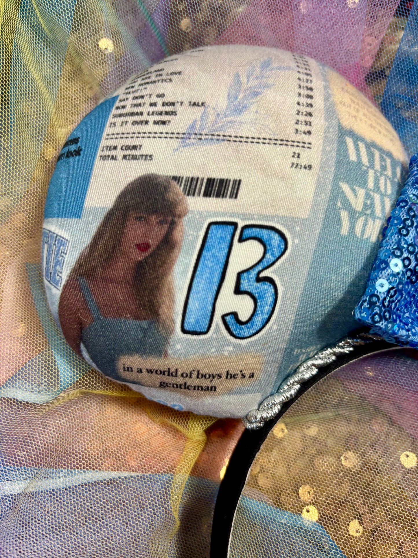 Welcome 2 N.Y. Mouse Ears | Handmade Taylor-Inspired Disney Headband with Light Blue Sequin Bow