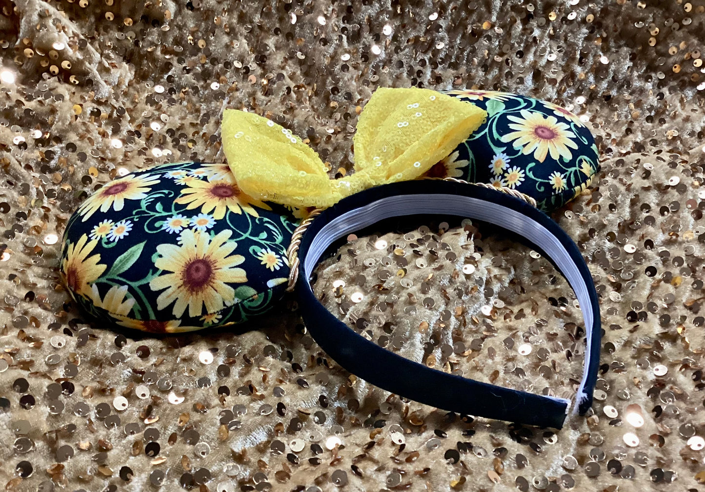 Yellow Flowers Mouse Ears - Floral Mickey Ears Headband